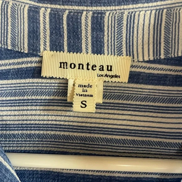 Monteau Blue and White Striped Midi Dress - Picture 2 of 5